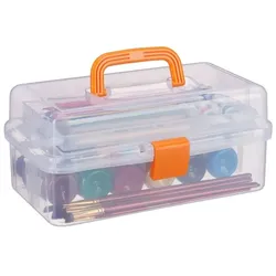 Relaxdays Aufbewahrungsbox mit 9 Fächern Orange,Transparent