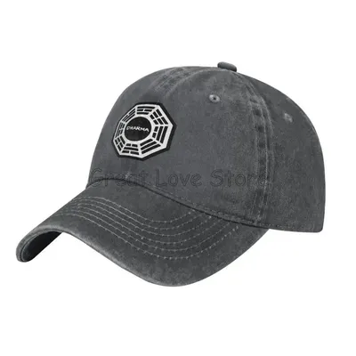 Dharma Initiative Logo Cowboy Hat, Vintage Adjustable Washed Cotton Golf Hat, Summer Sun Visor Baseball Caps For Men blue