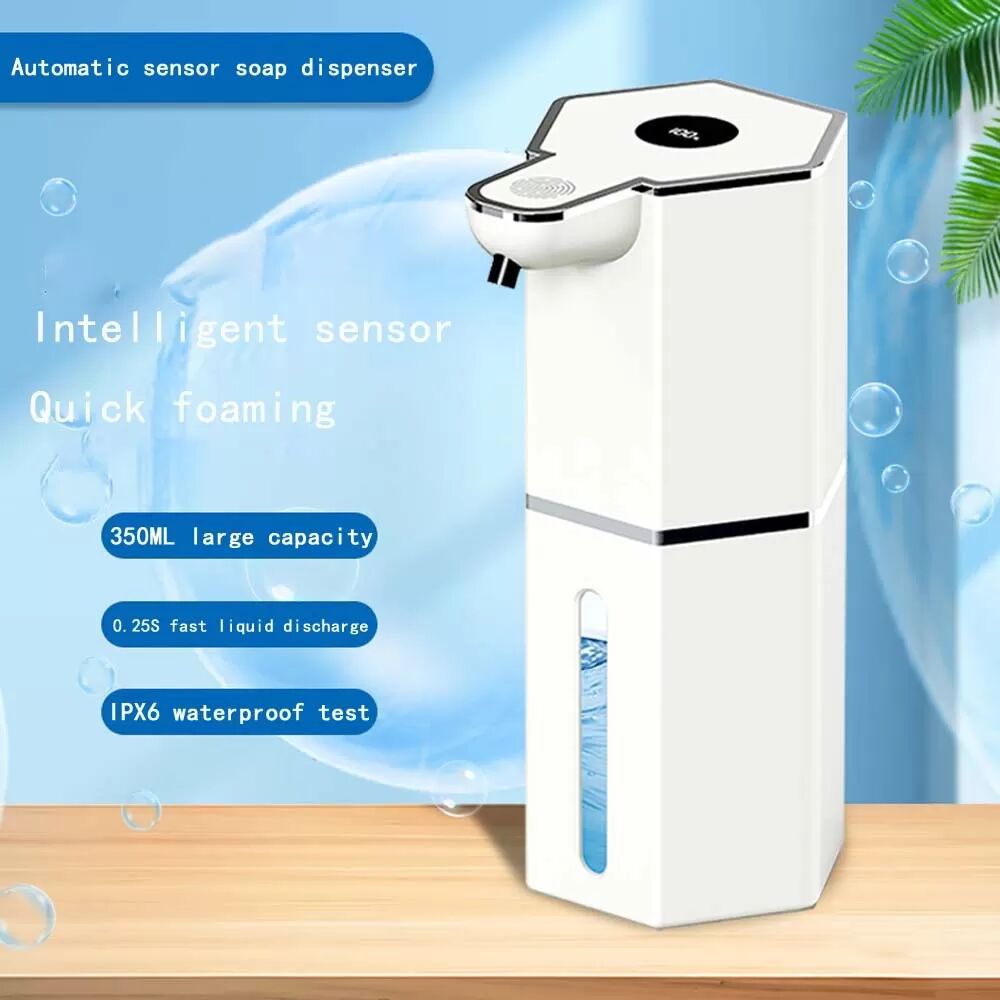 INF Automatischer Seifenspender mit Display – Schaumseife für Küche & Bad Weiß