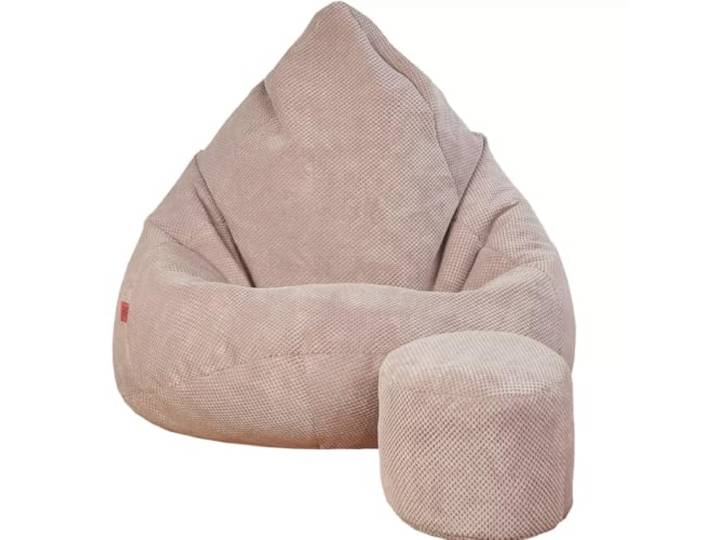 Slevobox Sitzsack mit Hocker Puderrosa 80x80x110 cm - Sitzsack Erwachsene mit Füllung - Schlafzimmer und Wohnzimmer Möbel - Samt Indoor Sitzsäcke - Bean Bag - Lounge Sessel