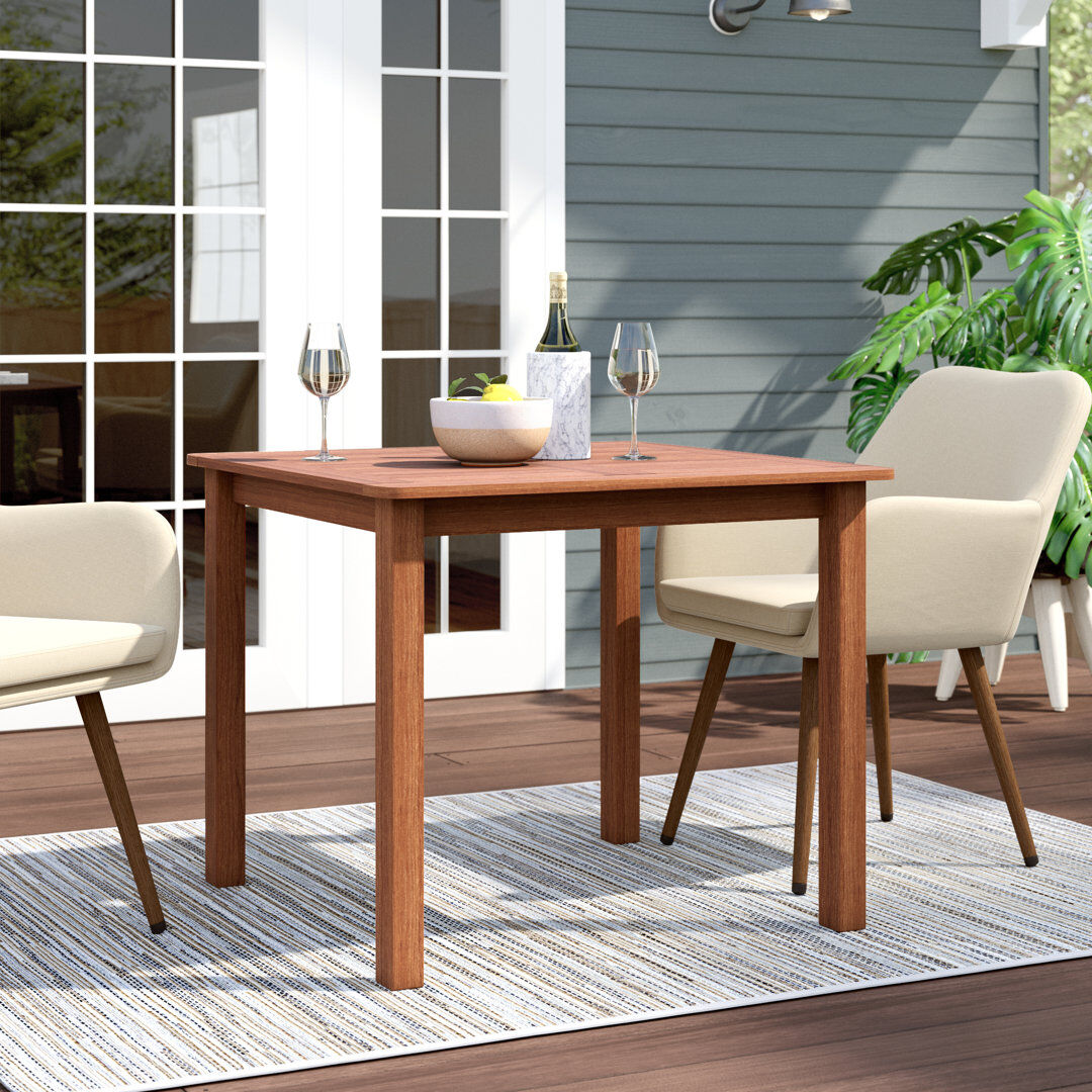 George Oliver Square Solid Wood Outdoor Side Table - 89.9 cm W 89.9 cm D Natural