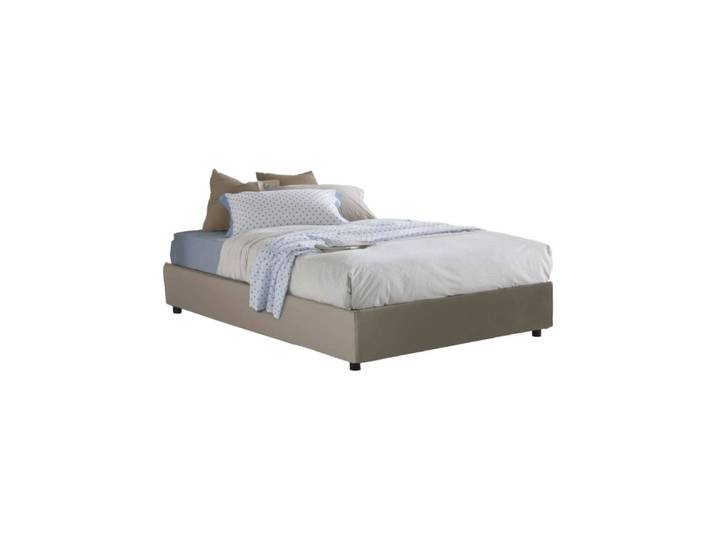 Lit double en simili cuir tourterelle 140x200 cm