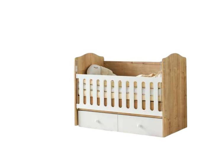 JVmoebel Babybett Babybett aus Holz mit weißen Gitterstäben und Stauraumschubladen, 1-tlg., Made in Europe