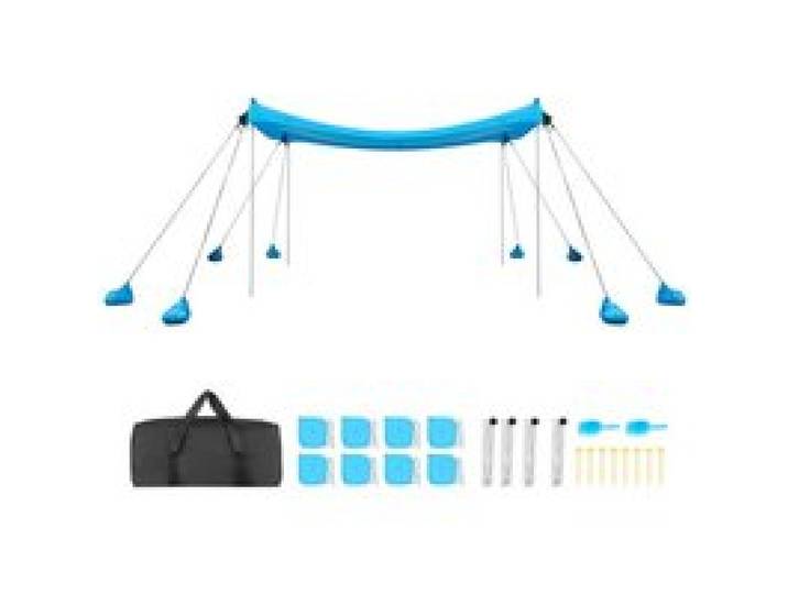 VEVOR Tente de Plage 3x3x2 m, Abri Soleil UPF50+ Portable, Pare-soleil Extérieur pour Jarin Parc Camping et Pêche, Auvent de Protection UV avec Sacs de Sable, Poteaux de Soutien et Pelles à Sable