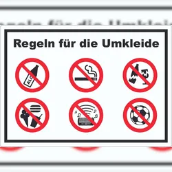 Aufkleber Regeln Umkleide A8 (52x74mm)