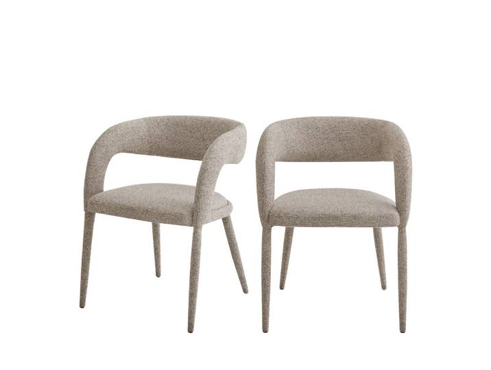 Lot de 2 fauteuils de table en tissu - marron chiné