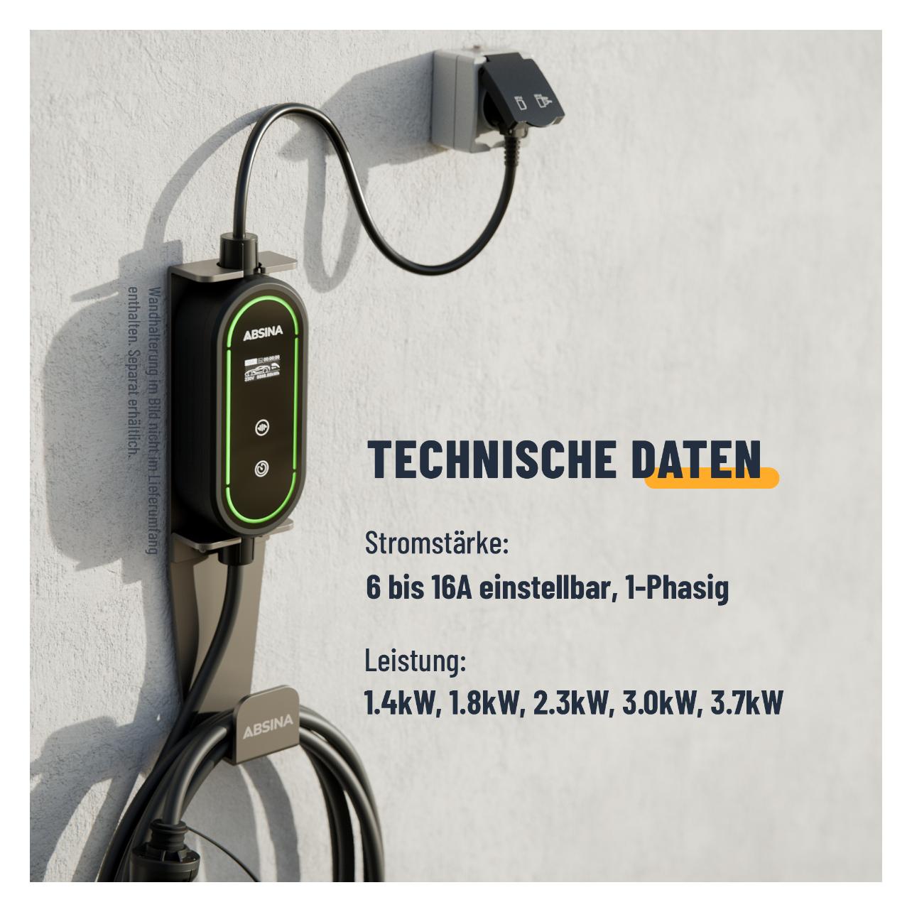 Absina EV Ladekabel (Typ 2, 16 A, 3.70 kW) (301019)