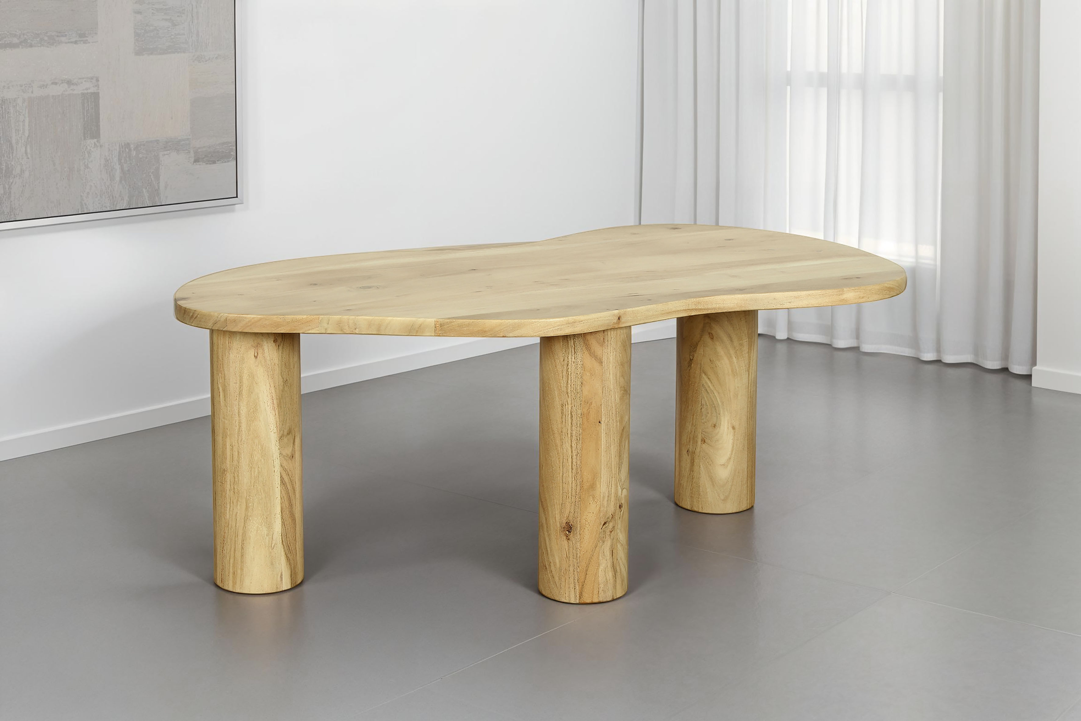 Couchtisch BYLIVING "ETHAN", naturfarben, naturfarben, B:110cm H:45cm T:55cm, Tische, Couchtisch, Tischplatte und Gestell Akazie natur oder schwarz, Tischbein: 13 cm