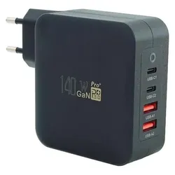 keepdrum USB Schnell-Ladegerät GaN140 140 Watt (140 W, 4 Ports), USB Ladegerät, Schwarz