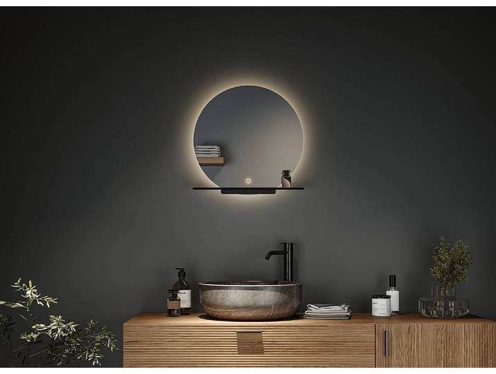 Badspiegel Miro Rund 11cm Schwarz Aluminium, lackiert Spiegelglas 11cm