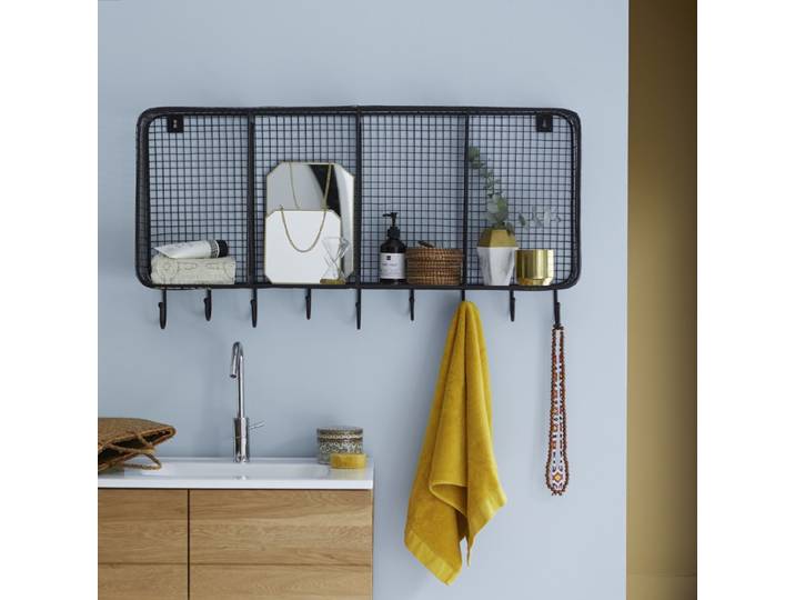 Wandregal für Bad aus Metall 100 cm Industrial - Schwarz - Metal