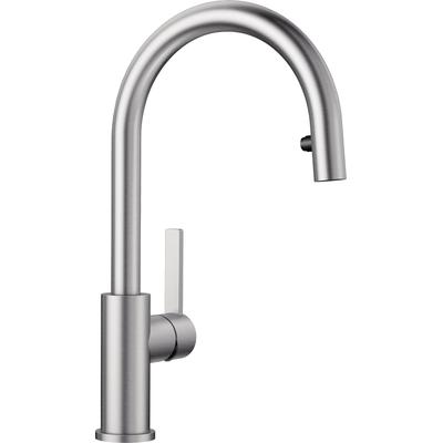 Küchenarmatur BLANCO "CANDOR-S", silber (edelstahl gebürstet), B:24cm H:37cm T:5cm, Armaturen, mit Ausziehbrause
