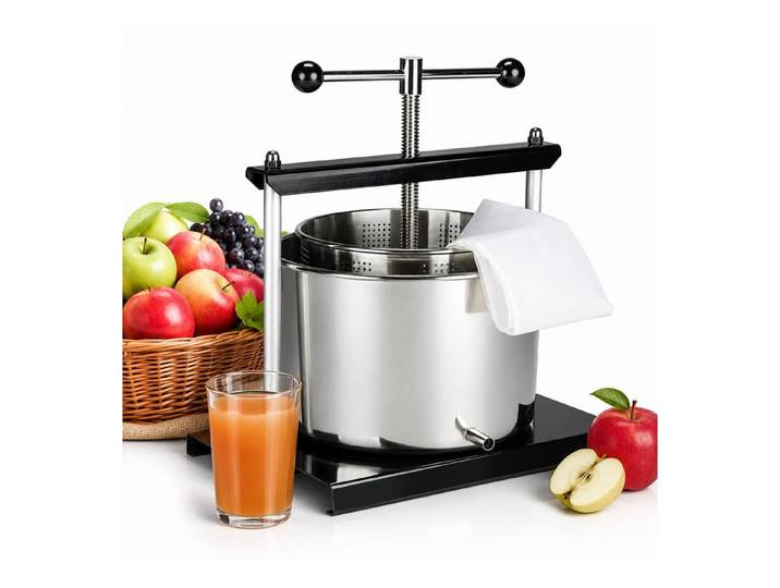 Mucola Entsafter Obstpresse Entsafter Fruchtpresse 5 Liter Edelstahl Saftpresse Presse, 0 W, rostfrei