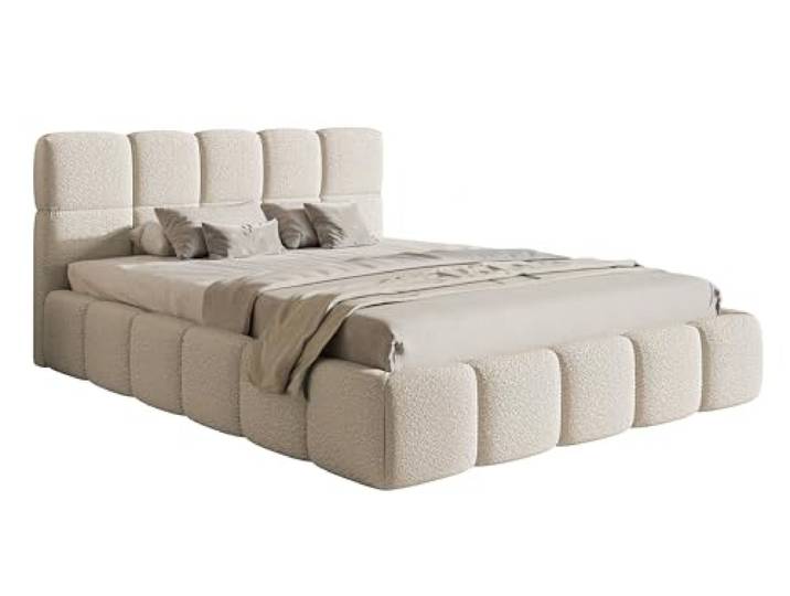 Selsey Bett Polsterbett Mit Stauraum Bettkasten 160 x 200 cm Boucle Gewebe Reißfest Cloudy Hellbeige