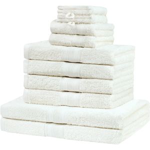 NatureMark Handtuch Set, natur-creme, aus 100% Baumwolle, 4 Hand-, 2 Dusch-, 2 Gästetücher & 2 Waschlappen, 500 g/m²
