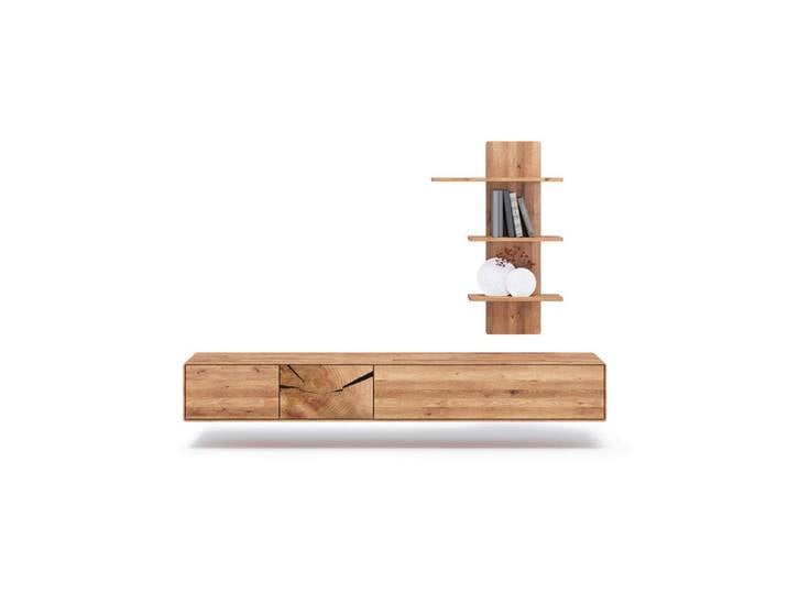Livetastic Wohnwand, Wildeiche, Holz, 2-teilig, Wildeiche, massiv, 220x136.5x40 cm, Wohnzimmer, Wohnwände, Anbauwände