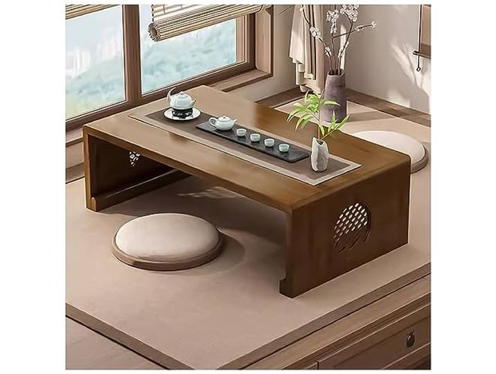 ZJFJMBD Japanischer Bodentisch Tatami Tee Tisch Kaffeetisch Faltdesign für Wohnzimmer Esszimmer - Stilvoller Tisch für Teezeremonien und Wohnkultur