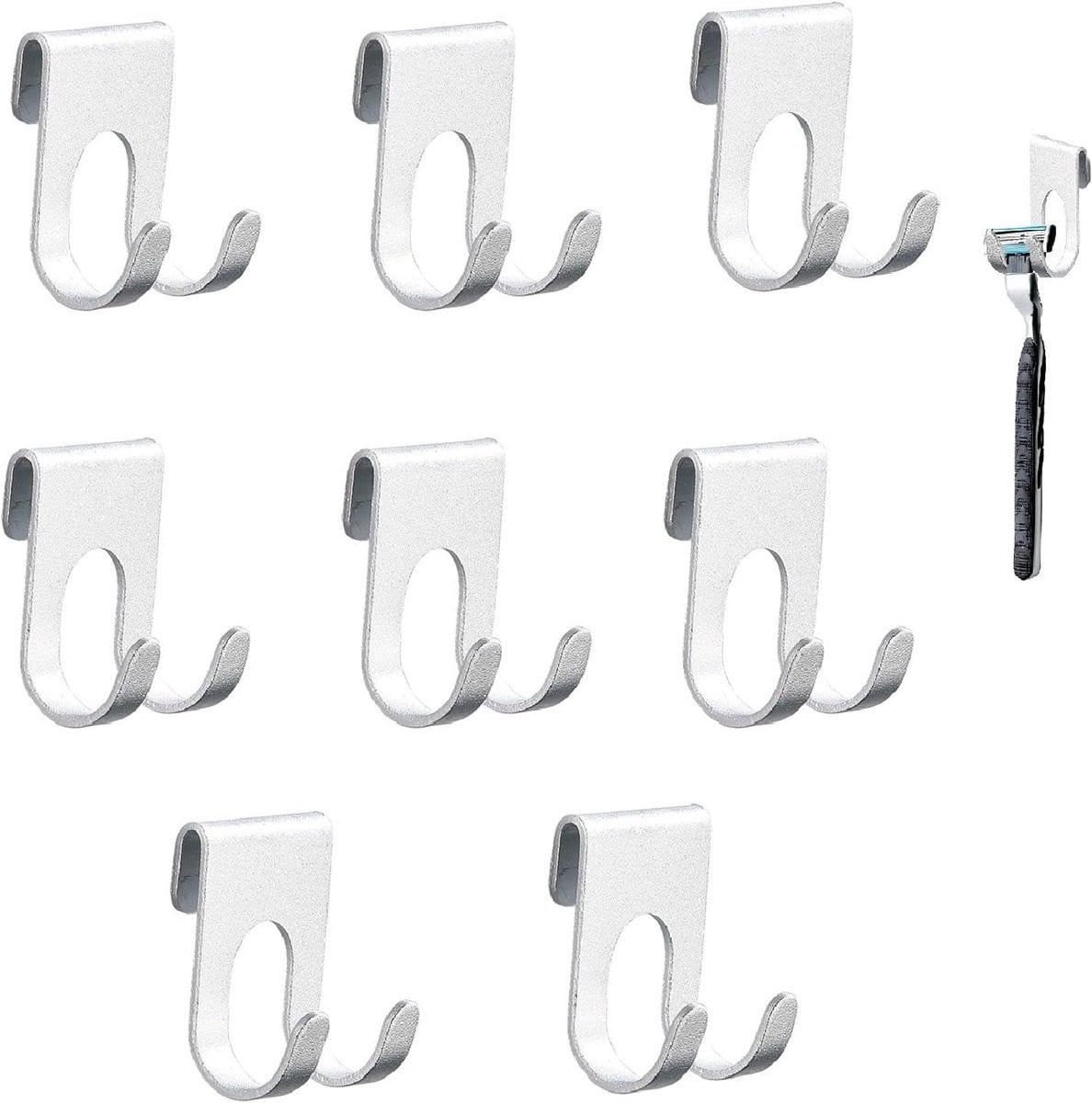 SnelShoppen Set van 8 multifunctionele waterdichte scheerapparaathouders met zelfklevende wandhaken