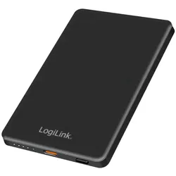 LogiLink Magnetische Powerbank 5.000 mAh, USB-C, PD 15 W, MagSafe-kompatibel, Schwarz