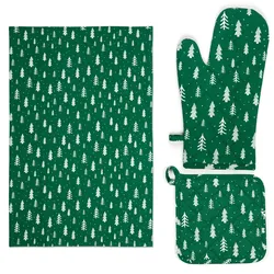 Excelsa Küchentextil-Set Green Winter Baumwolle grün