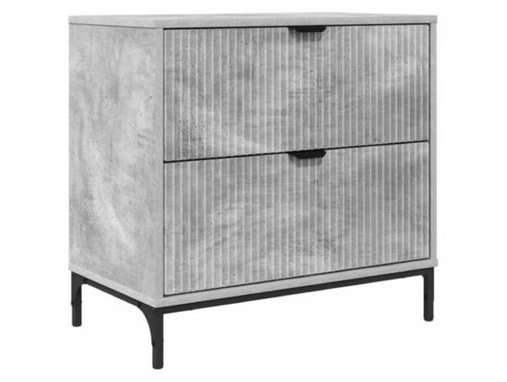 KUPTYERFG Nachttisch Betongrau 63,5x36x61 cm Beistelltisch Holzwerkstoff Moderne Betongrau-Optik mit mattem Finish und stabilen Stahlbeinen für schickes Schlafzimmer-Ambiente und Ablage