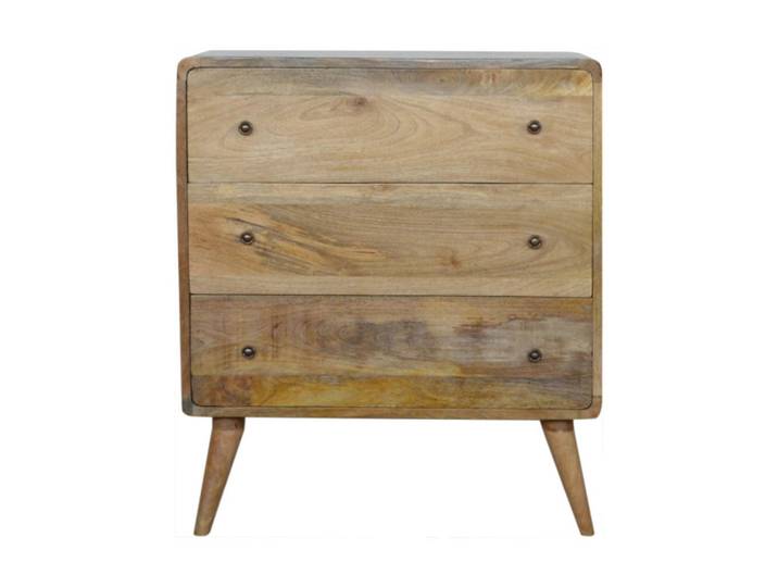 Artisan Furniture Kommode 3-Schubladen, Beige, Braun, Holz, Echtholz,Mangoholz, Holz Optik, Rechteckig, konisch, 70x80x35 cm, Kleinmöbel, Kommoden