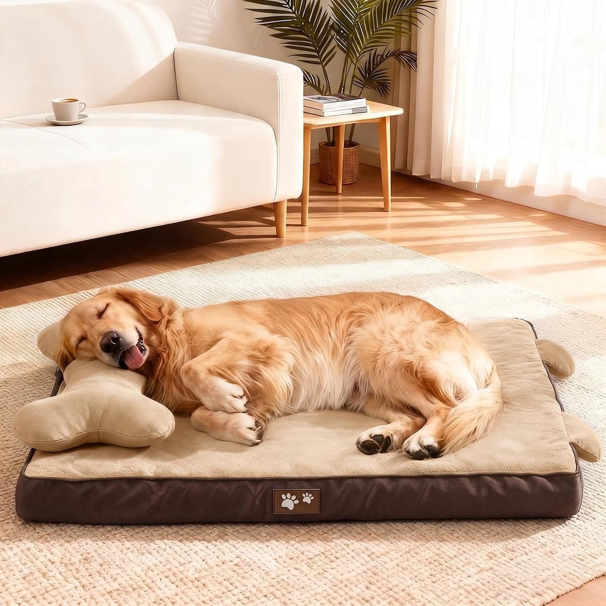 Orthopedisch Hondenbed XL met Geheugenfoam en Wasbare Hoes, Waterdicht Kussen met Verwijderbaar Hoofdkussen en Antislip Onderkant