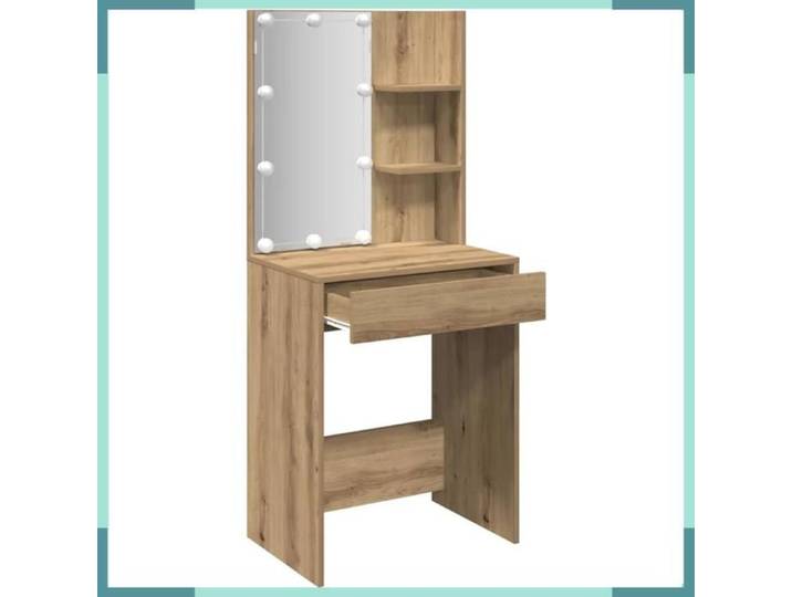 Coiffeuse - 857000 - chêne artisanal - miroir intégré - 60 x 40 x 140 cm