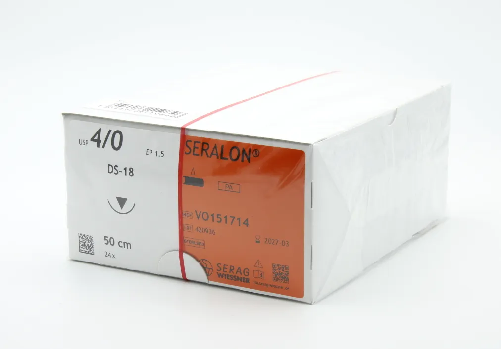 SERAG-WIESSNER GmbH & Co. KG Nahtmaterial Seralon blau 4-0, mit Nadel DS-18, 50 cm Faden, nicht resorbierbar (24 Stück) VO151714