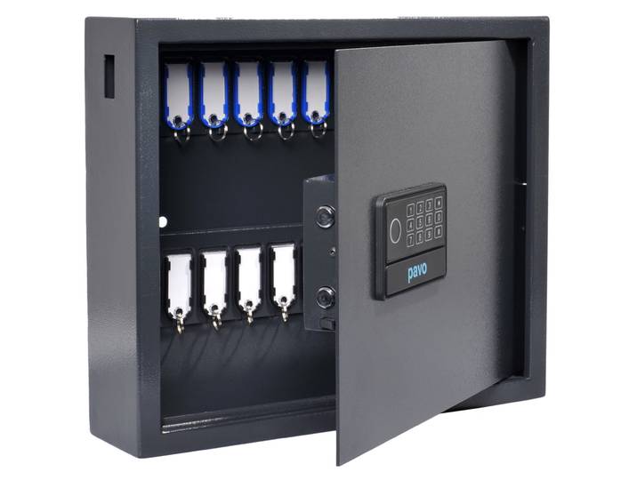 Pavo Armoire à clés haute sécurité avec serrure électronique à code - Capacité 20 clés - Gris foncé