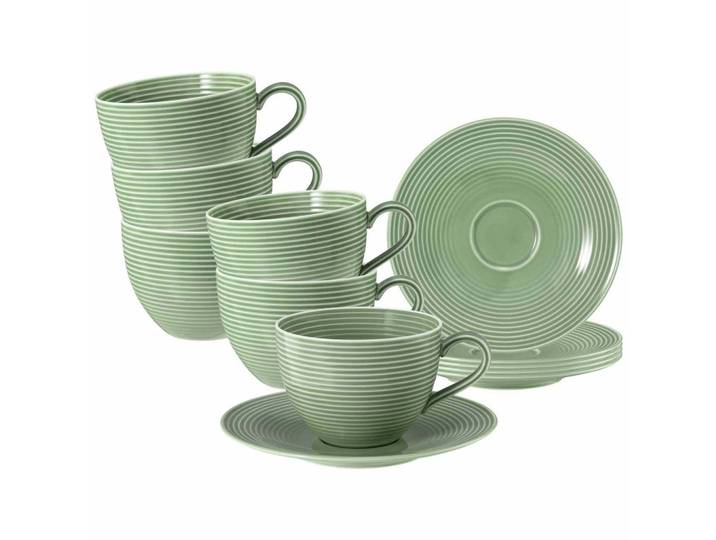 TEETASSEN MIT UNTERTASSEN Beat Color Glaze Salbeigrün 140 ml 6er Set