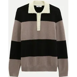 Strick-Poloshirt mit Colorblock-Muster Mehrfarbig M