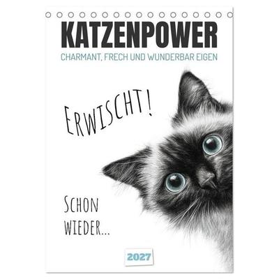 Katzenpower - Charmant, frech und wunderbar eigen (Tischkalender 2027 DIN A5 hoch), CALVENDO Monatskalender