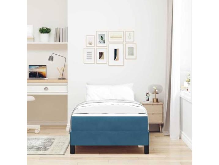 KTHLBRH Boxspringbett mit Matratze dunkelblau 80 x 200 cm Ingenieurierter Holzrahmen, mittlere Härte, modernes Design, für Schlafzimmer