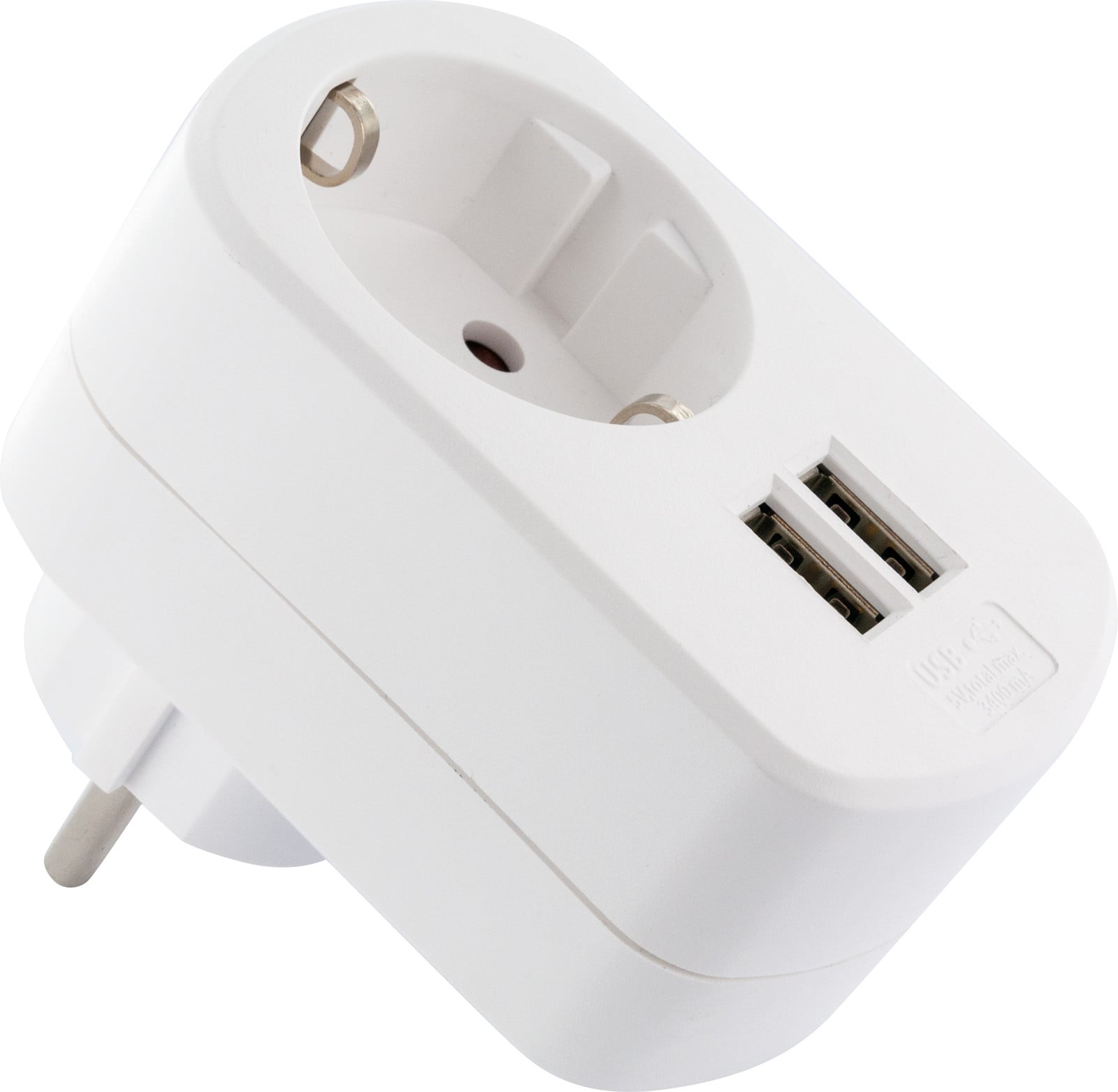 Schwaiger USB Ladeadapter 230V met stopcontact, wit