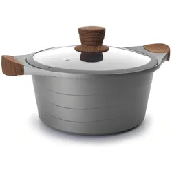 Lacor Stilo Bratentopf mit Glasdeckel Aluguss D20cm, Pfanne + Kochtopf, Grau, Silber