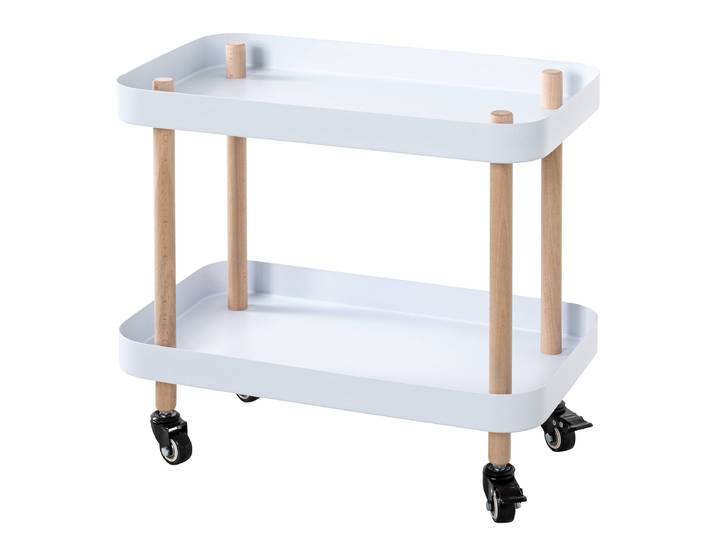 Table d’appoint roulante Levin 47cm Blanc/Blanc