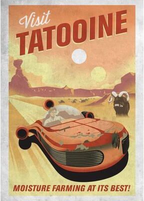 Uplift Essentials Galactic Propaganda Retro Poster Tatooine Planet Space Travel Canvas Art Sci Fi Movie Picture For Home Decor style 7 16x20 In