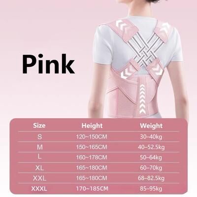 Perfect Picks Market Adjustable Posture Corrector Back Support Belt Improve Spine Alignment & Abdominal Waist Correction For Men And Women pink s