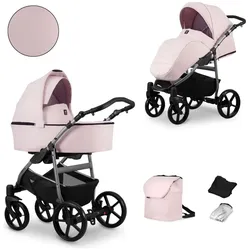 Kunert, Kinderwagen, MATA 2in1 Kinderwagen in Rosa mit Graphit-Rahmen – Für Komfort und Sicherheit
