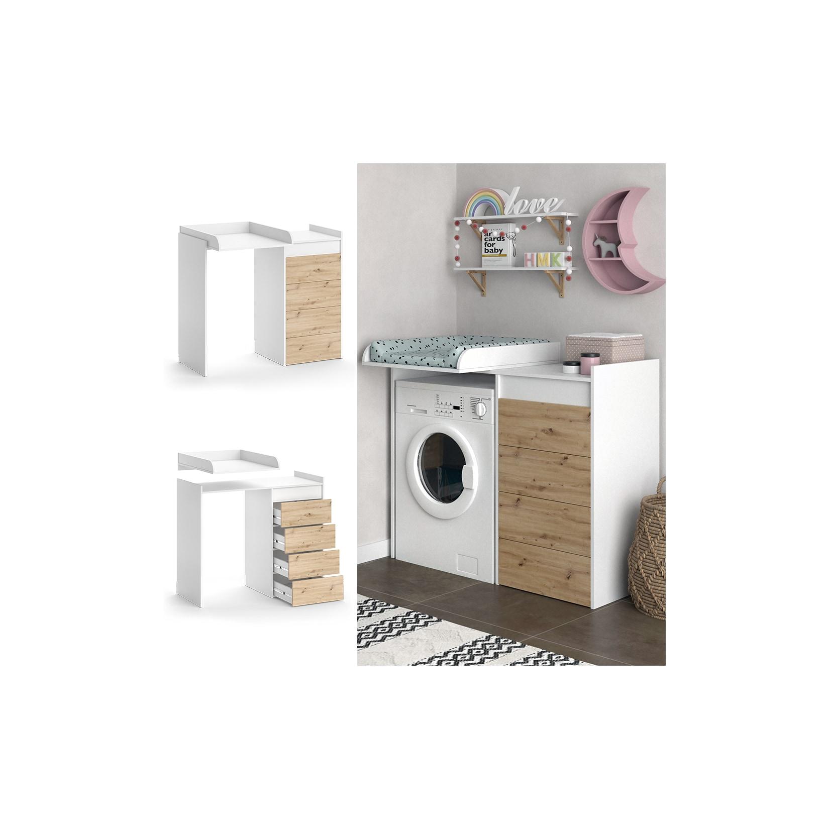 Vicco Waschschrank Alf 116 x 98 cm, Weiß Artisan Eiche, Wickelkommode, Badezimmer