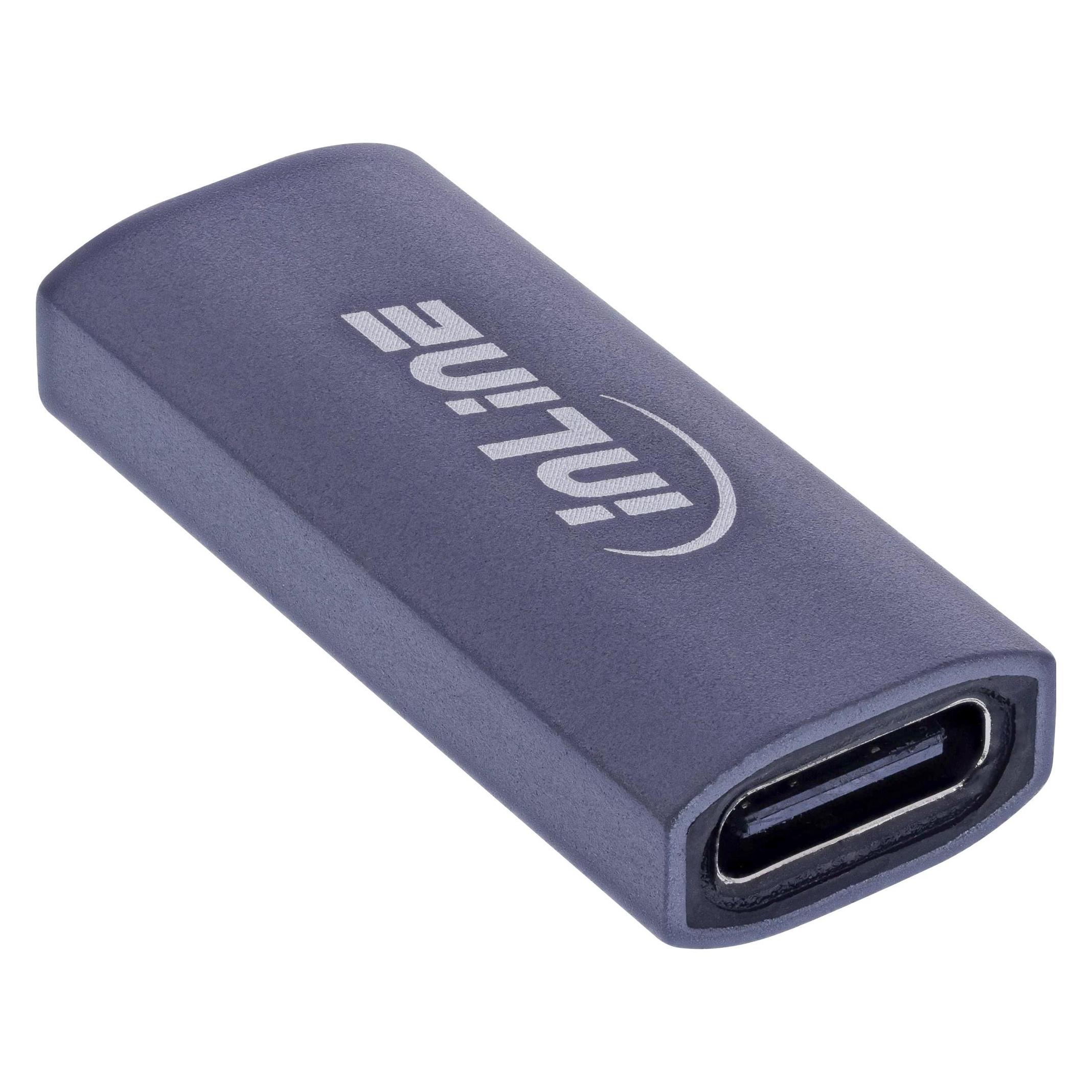 InLine USB4 Adapter, USB-C Stecker/Buchse, Aluminium, grau (USB-C, USB-C) (35900E)