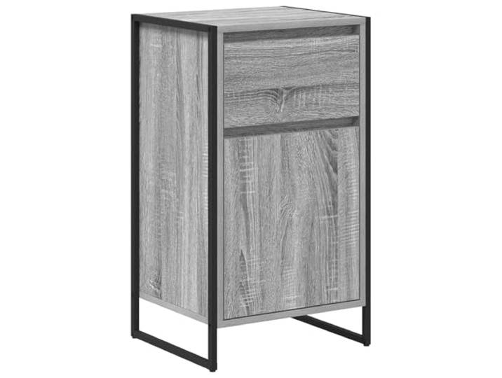 KPOTUERTU Sideboard Graues Sonoma 43 x 36 x 75,5 cm Holzwerkstoff Stahlrahmen, verstellbare Regale, großzügige Fächer, rechteckige Form, für Wohnzimmer, Bücher, Geschirr, Deko-Elemente,