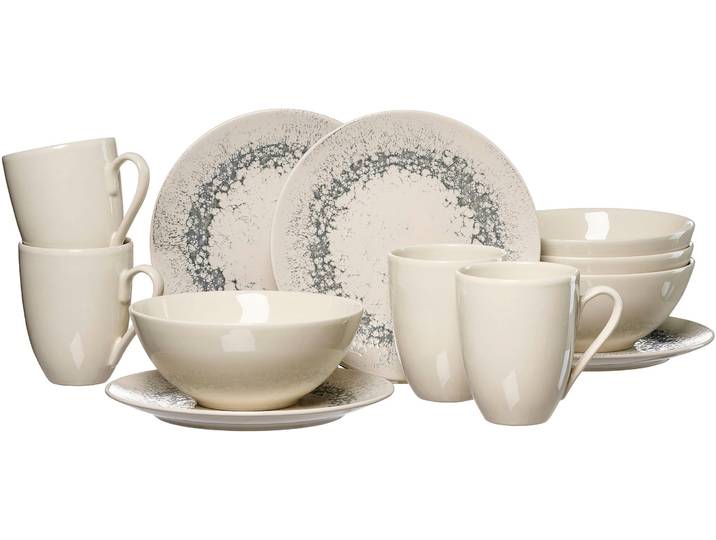 Kaffeeservice RITZENHOFF & BREKER Cecina , beige (creme), 12 Stk., Steinzeug, Geschirr-Sets, Kaffeeservice, Geschirr-Set, seidig schimmernde Farbglasur