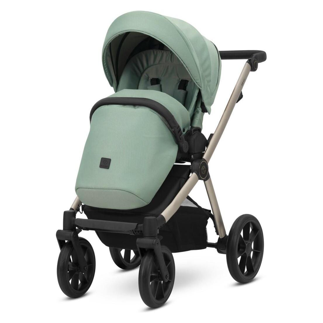 Kunert BRAV 2in1 Kinderwagen in Grün mit Champagner Rahmen und Gelrädern für höchsten Komfort (65280360)
