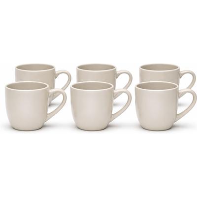 Becher VAN WELL "Kaffeebecher 350 ml Malmö, 6 Stück", taupe, B:12cm H:10,4cm Ø:8,3cm, Steingut, Trinkgefäße, Becher, spülmaschinen- und mikrowellengeeignet