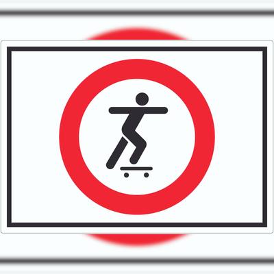 HB-Druck Skateboard fahren verboten Symbol Aufkleber A5 (148x210mm)