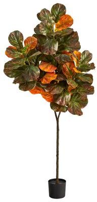 Nearly Natural 6' Autumn Fiddle Leaf Artificial Tree