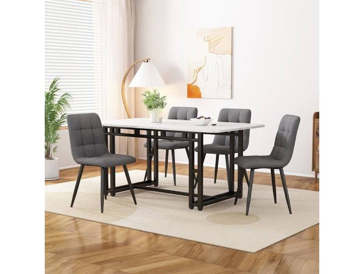 Table à manger - PDZZZD - 120x70 cm - 4 chaises en velours - Noir - Design contemporain