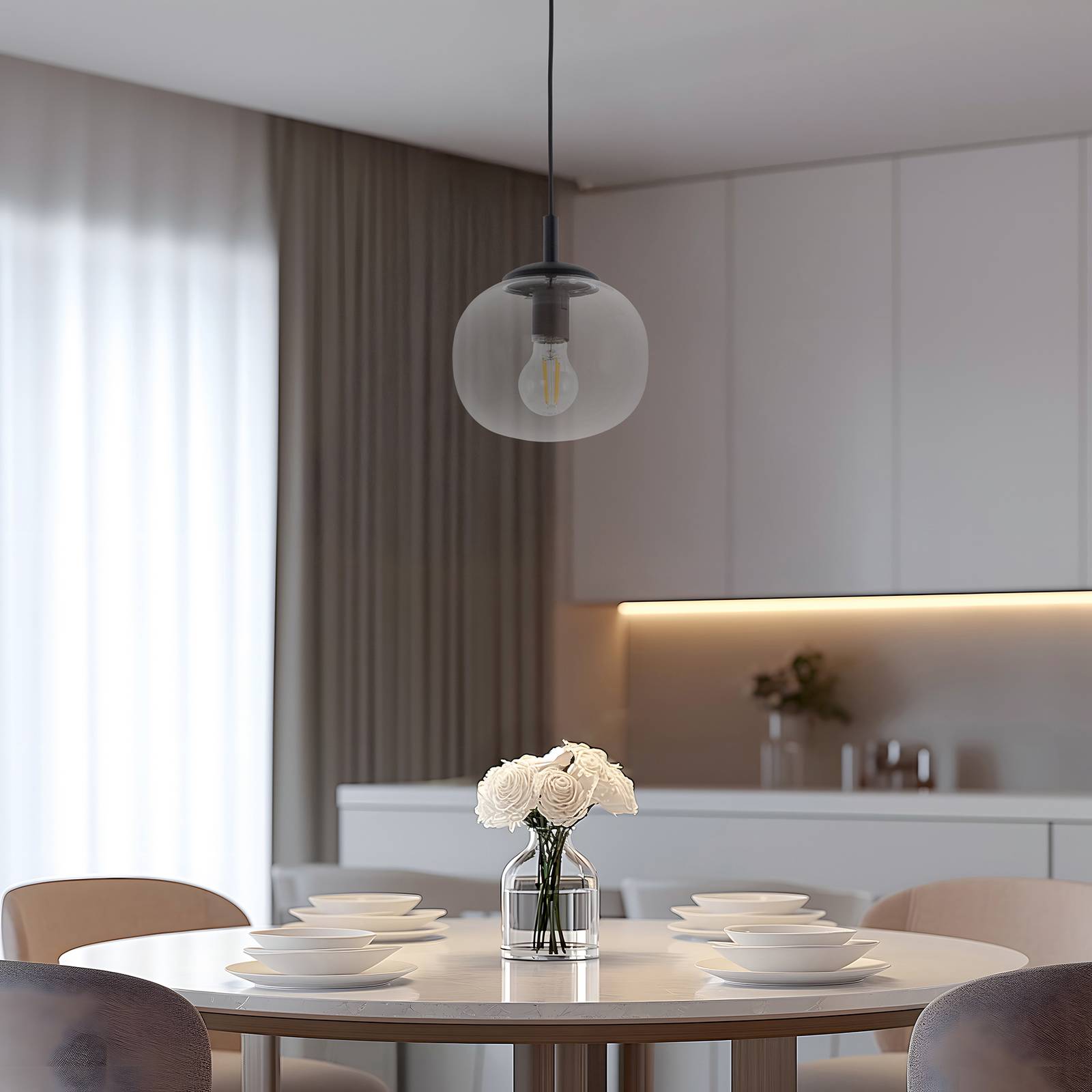 Glas Hängelampe Vibe TK Lighting, dimmbar, klar / transparent, für Wohn- / Esszimmer, Glas, Modern, Pendelleuchte